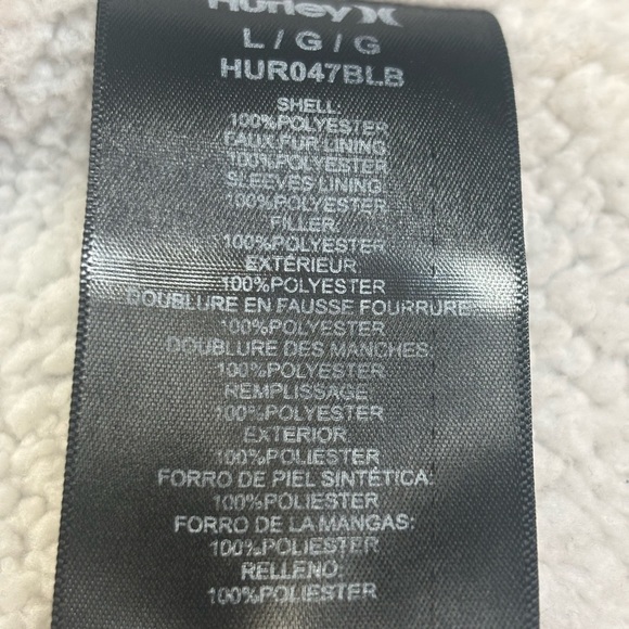 HURLEY WOMENS BLACK & BLUE PLAID SHERPA LINED  PLAID CROPPED JACKET SHACKET SZ L - Picture 9 of 10